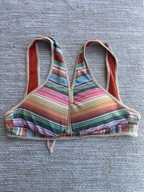 BECCA Sarape Striped Multicolor Bralette Swim Top size Large